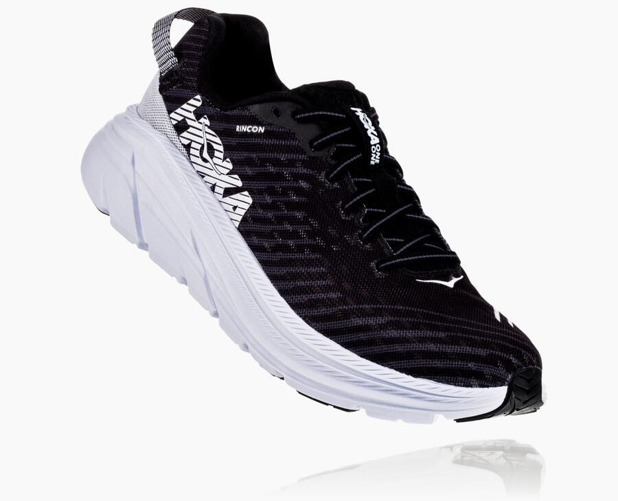 Hoka Australia One One Rincon - Mens Running Shoes Black/White - MJKTV-6904